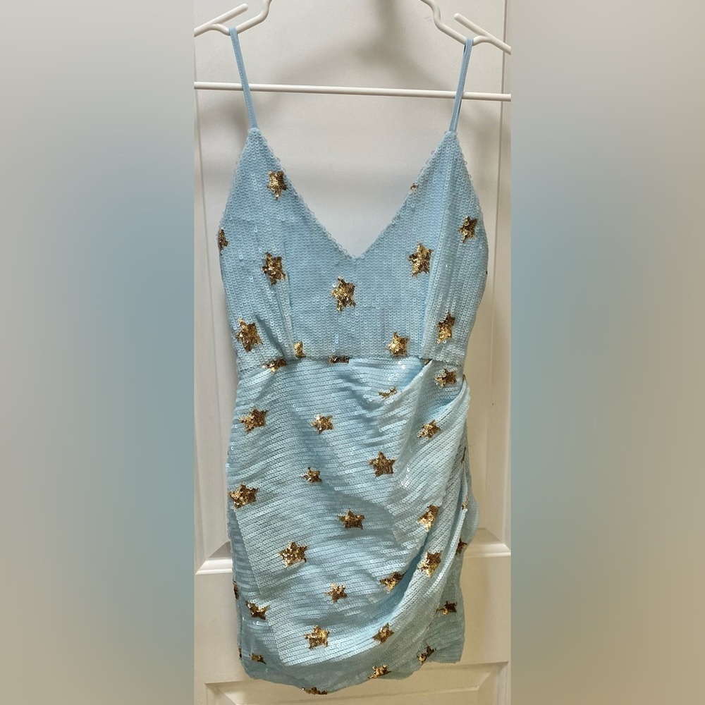 REVOLVE Dina Mini Dress in Light Blue Star by Superdown NWT